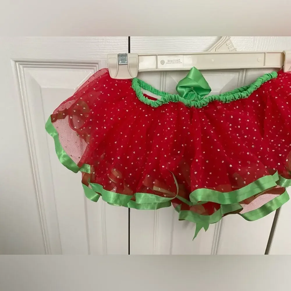 LITTLE WISHES CHRISTMAS RED GREEN SPARKLE RIBBON TIE BABY TUTU SZ 12M+